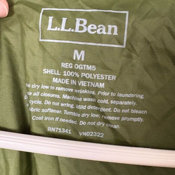 L.L. Bean Green Casco Bay Windbreaker Sip Up Size Medium Outdoor Lightweight - Picture 5 of 8